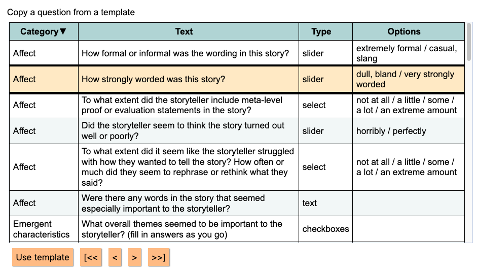 Annotation question templates