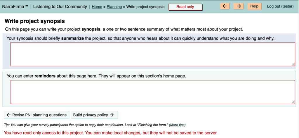 screenshot showing read-only warnings